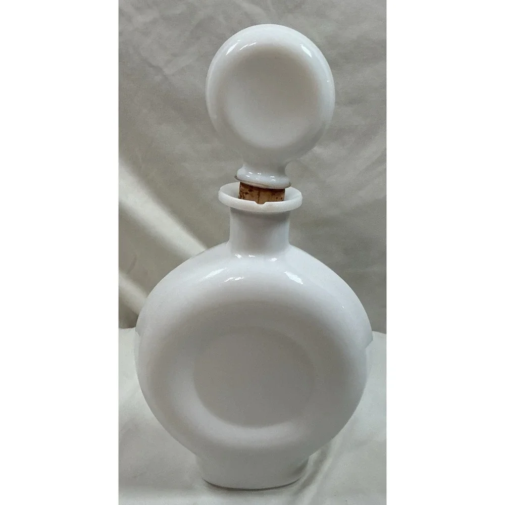 Field Birds Mountain Quail Milk Glass Whiskey Decanter Hand Painted By A. Singer